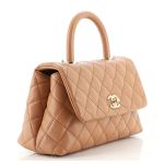 Túi Đeo Chéo Nữ Chanel Caviar Quilted Coco 9.5 Flap Beige Màu Be Đậm