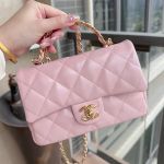 Túi Đeo Chéo Nữ Chanel Mini Handle Bag Pink Màu Hồng Nhạt