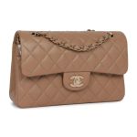 Túi Đeo Chéo Nữ Chanel Small Classic Double Flap Dark Beige Caviar Light Gold Hardware Màu Be Đậm