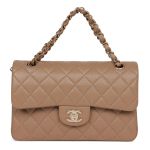 Túi Đeo Chéo Nữ Chanel Small Classic Double Flap Dark Beige Caviar Light Gold Hardware Màu Be Đậm