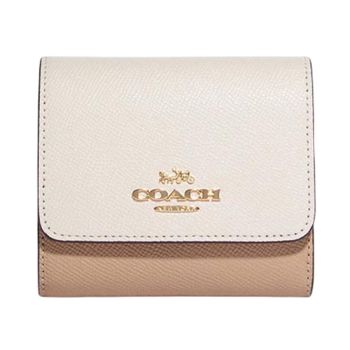Ví Coach Small Trifold Wallet In Colorblock Chalk Multi CF357 Màu Kem Nâu