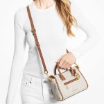 Túi Xách Tay Nữ Michael Kors MK Carine Extra-Small Logo Satchel In Vanilla 35F2GCCC5B Màu Trắng Kem