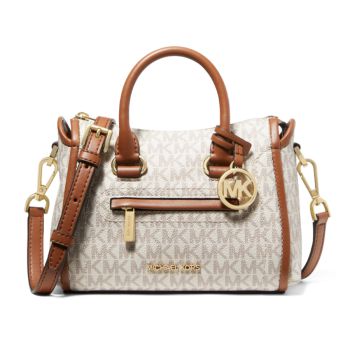 Túi Xách Tay Nữ Michael Kors MK Carine Extra-Small Logo Satchel In Vanilla 35F2GCCC5B Màu Trắng Kem