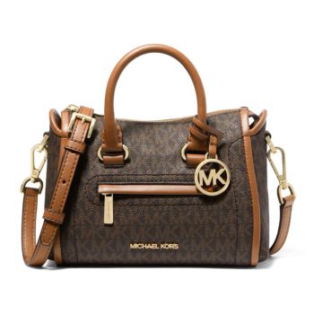 Túi Xách Tay Nữ Michael Kors MK Carine Extra-Small Logo Satchel Brown 35F2GCCC5B Màu Nâu