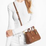 Túi Xách Tay Nữ Michael Kors MK Carine Extra-Small Pebbled Leather Satchel 35F2GCCC5L Màu Nâu