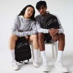 Balo Lacoste Unisex Crocodile Print Canvas Backpack Màu Đen