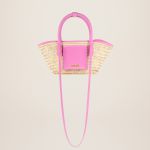 Túi Đeo Chéo Nữ Jacquemus Cói Le Petit Panier Soli Mini Beach Basket Bag Màu Be Hồng