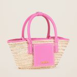 Túi Đeo Chéo Nữ Jacquemus Cói Le Petit Panier Soli Mini Beach Basket Bag Màu Be Hồng