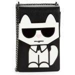 Túi Đeo Chéo Nữ Karl Lagerfeld Ikon Choupette Leather Crossbody Bag Màu Đen Trắng