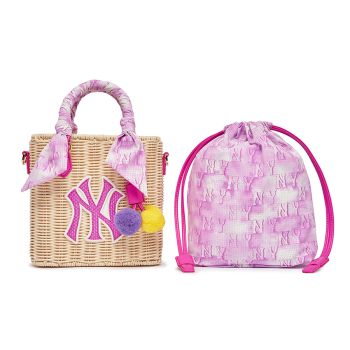 Túi Xách Tay Nữ MLB Basic Logo Bag New York Yankees 7ACRM0533 Màu Hồng