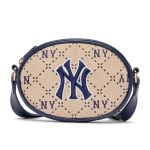 Túi Đeo Chéo MLB Kids Monogram Jacquard Rattan Cross Bag New York Yankees 7ACRMD233-50BGD Màu Kem/Xanh