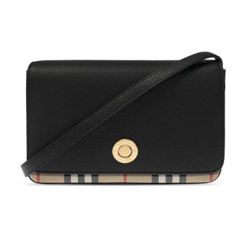 Túi Đeo Chéo Nữ Burberry Small Leather And Vintage Check Crossbody Bag Black 8023226 Màu Đen