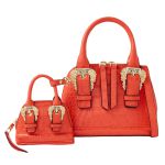 Set Túi Xách Nữ Versace Jeans Couture Small Couture 01 Bag In Croc-Embossed Leather Màu Vàng Cam