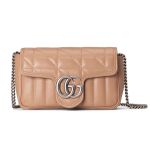 Túi Đeo Chéo Nữ Gucci GG Marmont Super Mini Matelasse Leather 476433DTD5N Màu Nâu Nhạt