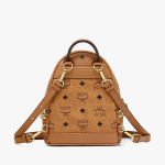 Balo MCM Visetos Stark Bebe Boo Side Studded Backpack X-Mini Cognac Màu Nâu