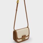 Túi Đeo Chéo Nữ Charles & Keith CNK Charlot Canvas Crossbody Bag - Chocolate CK2-80782074 Màu Nâu Kem