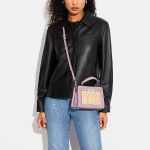 Túi Đeo Chéo Coach Mini Lane Top Handle In Signature Canvas CC977 Màu Tím/Be