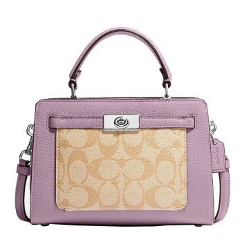 Túi Đeo Chéo Coach Mini Lane Top Handle In Signature Canvas CC977 Màu Tím/Be