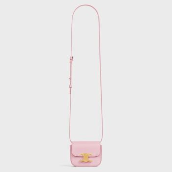 Túi Đeo Chéo Celine Mini Triomphe In Shiny Calfskin Light Pink 10I513DPV 24LP Màu Hồng