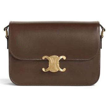 Túi Đeo Chéo Celine Medium Triomphe In Colour Ecorce Brown Leather Shoulder Bag Màu Nâu Đậm