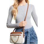 Túi Đeo Chéo Michael Kors MK Jet Set Large Logo Crossbody Bag 35S1GTTC9B Màu Trắng Nâu