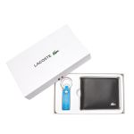 Set Ví Nam + Móc Khóa Lacoste Men's Fitzgerald Smooth Leather Wallet And Key Ring Gift Box NH3786FG J97 Màu Đen