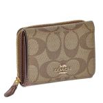 Ví Nữ Coach Small Trifold Wallet In Signature Canvas 7331 Màu Nâu