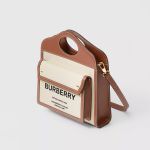 Túi Đeo Chéo Burberry Mini Two-Tone Canvas And Leather Pocket Bag Màu Nâu Kem