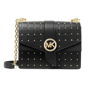 Túi Đeo Chéo Michael Kors MK Greenwich Small Studded Quilted Faux Leather Crossbody Bag Màu Đen