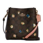 Túi Đeo Chéo Coach Mini Town Bucket Bag In Signature Canvas With Vintage Rose Print C7270 Màu Nâu