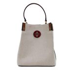 Túi Đeo Chéo Tory Burch (86843) Blake Small Natural Tory Red Canvas Bucket Crossbody Handbag Màu Trắng