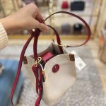 Túi Đeo Chéo Tory Burch (86843) Blake Small Natural Tory Red Canvas Bucket Crossbody Handbag Màu Trắng