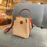 Túi Đeo Chéo Tory Burch (86843) Blake Small Natural Tory Red Canvas Bucket Crossbody Handbag Màu Trắng