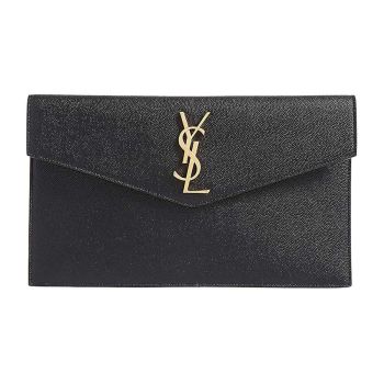 Ví Nữ Yves Saint Laurent YSL Uptown Pouch In Grain De Poudre Embossed Leather Màu Đen