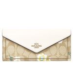 Ví Coach Gold Letter Jacquard Logo Anti-scratch Leather Flap Envelope Clip-White Màu Nâu - Trắng