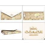 Ví Coach Gold Letter Jacquard Logo Anti-scratch Leather Flap Envelope Clip-White Màu Nâu - Trắng