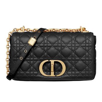 Túi Đeo Chéo Dior Medium Dior Caro Bag Black Supple Cannage Calfskin M9242UWHC_M900 Màu Đen Size 25