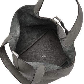 Túi Xách Hermès Gris Meyer Clemence Picotin Lock 18 Palladium Hardware Màu Ghi
