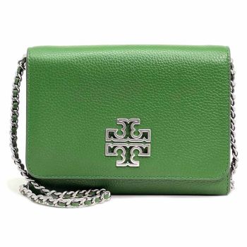 Túi Đeo Chéo Tory Burch Pebbled Leather Britten Chain Wallet Crossbody 80100 Màu Xanh Green