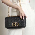 Túi Đeo Chéo Dior Medium Dior Caro Bag Black Supple Cannage Calfskin Màu Đen