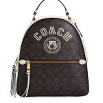Balo Coach Jordyn Backpack In Signature Canvas With Varsity Motif Màu Nâu - Trắng