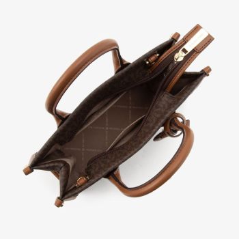 Túi Xách Michael Kors MK Mirella Top Zip Shopper Crossbody Small Mk Signature 35F2G7ZC5B200 Màu Nâu