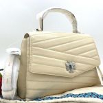 Túi Xách Tory Burch Kira Chevron Top Handle Quilted Distressed Leather Satchel Màu Trắng