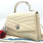 Túi Xách Tory Burch Kira Chevron Top Handle Quilted Distressed Leather Satchel Màu Trắng