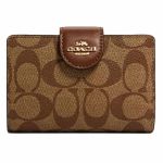 Ví Nữ Coach Women's Medium Corner Zip Wallet in Signature Canvas Màu Nâu