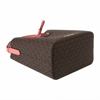 Túi Đeo Chéo Michael Kors MK Suri 35T0GU2C5B Powder Brush Pickpocket Signature Large Bucket Màu Nâu - Hồng Cam Size 22
