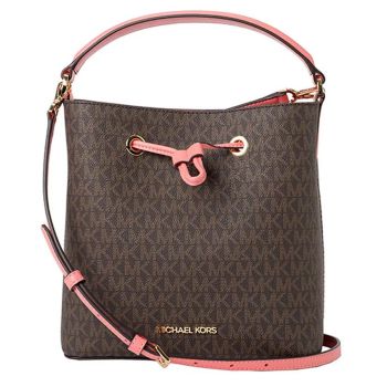 Túi Đeo Chéo Michael Kors MK Suri 35T0GU2C5B Powder Brush Pickpocket Signature Large Bucket Màu Nâu - Hồng Cam Size 22