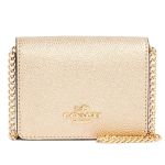 Túi Đeo Chéo Coach Crossgrain Leather Mini Wallet On Chain In Metallic Pale C0059 Màu Vàng Gold