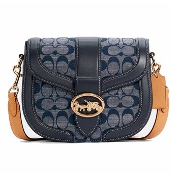 Túi Đeo Chéo Coach Georgie Saddle Bag In Signature Chambray C4066 Màu Xanh Navy
