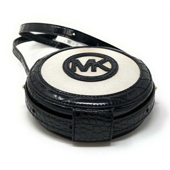 Túi Đeo Chéo Michael Kors MK Aidy Small Canvas And Crocodile Embossed Canteen Crossbody Bag 35T1GUWC0C Màu Đen
